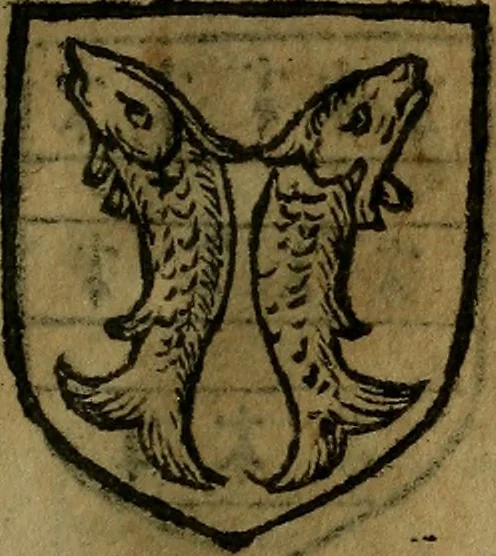 An illustration from Le jardin d'armoiries : contenant les armes de plusieurs nobles royaumes & maisons de Germanie Inferieure: oeuvre autant nouveau, que proufitable à tous amateurs du noble exercice d'armes. Den boomagert der wapenen, inhoudende wapenen van vele edele huysen van dese Nederlanden, en andere onliggende .., 1567, leaf 112
