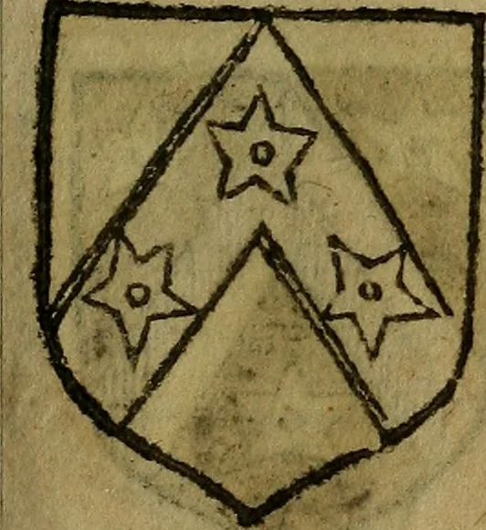 An illustration from Le jardin d'armoiries : contenant les armes de plusieurs nobles royaumes & maisons de Germanie Inferieure: oeuvre autant nouveau, que proufitable à tous amateurs du noble exercice d'armes. Den boomagert der wapenen, inhoudende wapenen van vele edele huysen van dese Nederlanden, en andere onliggende .., 1567, leaf 112