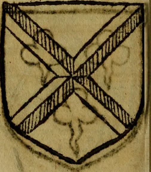An illustration from Le jardin d'armoiries : contenant les armes de plusieurs nobles royaumes & maisons de Germanie Inferieure: oeuvre autant nouveau, que proufitable à tous amateurs du noble exercice d'armes. Den boomagert der wapenen, inhoudende wapenen van vele edele huysen van dese Nederlanden, en andere onliggende .., 1567, leaf 117