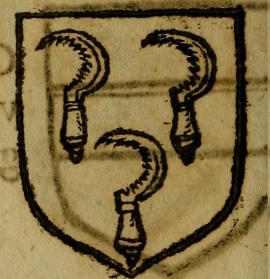 An illustration from Le jardin d'armoiries : contenant les armes de plusieurs nobles royaumes & maisons de Germanie Inferieure: oeuvre autant nouveau, que proufitable à tous amateurs du noble exercice d'armes. Den boomagert der wapenen, inhoudende wapenen van vele edele huysen van dese Nederlanden, en andere onliggende .., 1567, leaf 119