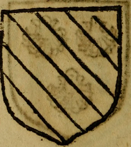 An illustration from Le jardin d'armoiries : contenant les armes de plusieurs nobles royaumes & maisons de Germanie Inferieure: oeuvre autant nouveau, que proufitable à tous amateurs du noble exercice d'armes. Den boomagert der wapenen, inhoudende wapenen van vele edele huysen van dese Nederlanden, en andere onliggende .., 1567, leaf 121