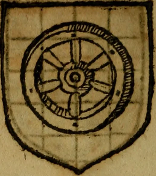 An illustration from Le jardin d'armoiries : contenant les armes de plusieurs nobles royaumes & maisons de Germanie Inferieure: oeuvre autant nouveau, que proufitable à tous amateurs du noble exercice d'armes. Den boomagert der wapenen, inhoudende wapenen van vele edele huysen van dese Nederlanden, en andere onliggende .., 1567, leaf 123