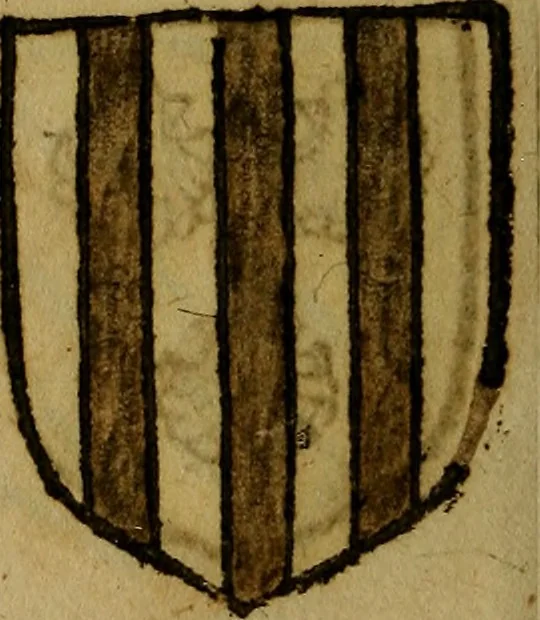 An illustration from Le jardin d'armoiries : contenant les armes de plusieurs nobles royaumes & maisons de Germanie Inferieure: oeuvre autant nouveau, que proufitable à tous amateurs du noble exercice d'armes. Den boomagert der wapenen, inhoudende wapenen van vele edele huysen van dese Nederlanden, en andere onliggende .., 1567, leaf 123