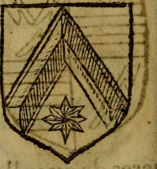 An illustration from Le jardin d'armoiries : contenant les armes de plusieurs nobles royaumes & maisons de Germanie Inferieure: oeuvre autant nouveau, que proufitable à tous amateurs du noble exercice d'armes. Den boomagert der wapenen, inhoudende wapenen van vele edele huysen van dese Nederlanden, en andere onliggende .., 1567, leaf 127