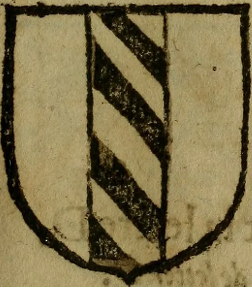 An illustration from Le jardin d'armoiries : contenant les armes de plusieurs nobles royaumes & maisons de Germanie Inferieure: oeuvre autant nouveau, que proufitable à tous amateurs du noble exercice d'armes. Den boomagert der wapenen, inhoudende wapenen van vele edele huysen van dese Nederlanden, en andere onliggende .., 1567, leaf 128