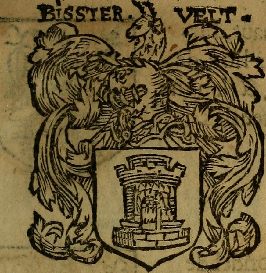 An illustration from Le jardin d'armoiries : contenant les armes de plusieurs nobles royaumes & maisons de Germanie Inferieure: oeuvre autant nouveau, que proufitable à tous amateurs du noble exercice d'armes. Den boomagert der wapenen, inhoudende wapenen van vele edele huysen van dese Nederlanden, en andere onliggende .., 1567, leaf 130