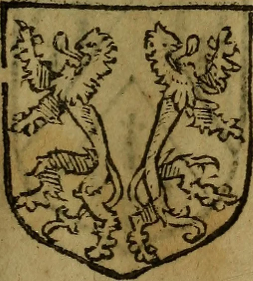 An illustration from Le jardin d'armoiries : contenant les armes de plusieurs nobles royaumes & maisons de Germanie Inferieure: oeuvre autant nouveau, que proufitable à tous amateurs du noble exercice d'armes. Den boomagert der wapenen, inhoudende wapenen van vele edele huysen van dese Nederlanden, en andere onliggende .., 1567, leaf 130