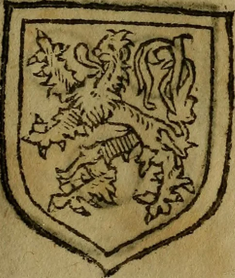 An illustration from Le jardin d'armoiries : contenant les armes de plusieurs nobles royaumes & maisons de Germanie Inferieure: oeuvre autant nouveau, que proufitable à tous amateurs du noble exercice d'armes. Den boomagert der wapenen, inhoudende wapenen van vele edele huysen van dese Nederlanden, en andere onliggende .., 1567, leaf 132