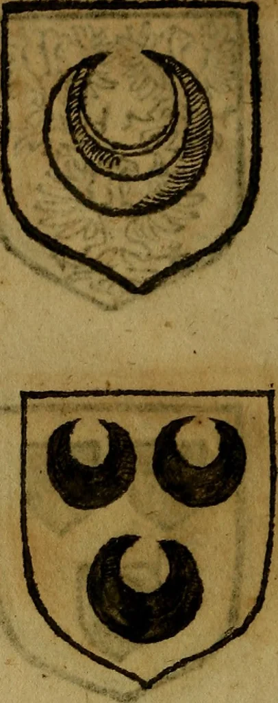 An illustration from Le jardin d'armoiries : contenant les armes de plusieurs nobles royaumes & maisons de Germanie Inferieure: oeuvre autant nouveau, que proufitable à tous amateurs du noble exercice d'armes. Den boomagert der wapenen, inhoudende wapenen van vele edele huysen van dese Nederlanden, en andere onliggende .., 1567, leaf 143