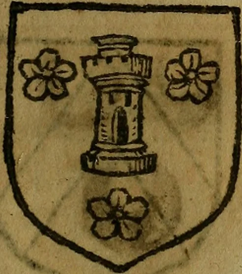 An illustration from Le jardin d'armoiries : contenant les armes de plusieurs nobles royaumes & maisons de Germanie Inferieure: oeuvre autant nouveau, que proufitable à tous amateurs du noble exercice d'armes. Den boomagert der wapenen, inhoudende wapenen van vele edele huysen van dese Nederlanden, en andere onliggende .., 1567, leaf 144