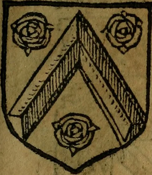 An illustration from Le jardin d'armoiries : contenant les armes de plusieurs nobles royaumes & maisons de Germanie Inferieure: oeuvre autant nouveau, que proufitable à tous amateurs du noble exercice d'armes. Den boomagert der wapenen, inhoudende wapenen van vele edele huysen van dese Nederlanden, en andere onliggende .., 1567, leaf 150