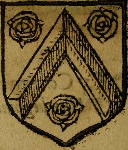 An illustration from Le jardin d'armoiries : contenant les armes de plusieurs nobles royaumes & maisons de Germanie Inferieure: oeuvre autant nouveau, que proufitable à tous amateurs du noble exercice d'armes. Den boomagert der wapenen, inhoudende wapenen van vele edele huysen van dese Nederlanden, en andere onliggende .., 1567, leaf 151