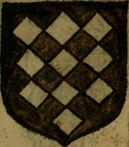 An illustration from Le jardin d'armoiries : contenant les armes de plusieurs nobles royaumes & maisons de Germanie Inferieure: oeuvre autant nouveau, que proufitable à tous amateurs du noble exercice d'armes. Den boomagert der wapenen, inhoudende wapenen van vele edele huysen van dese Nederlanden, en andere onliggende .., 1567, leaf 152