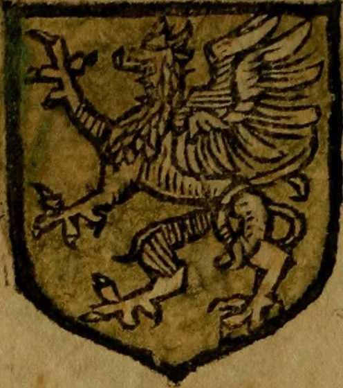 An illustration from Le jardin d'armoiries : contenant les armes de plusieurs nobles royaumes & maisons de Germanie Inferieure: oeuvre autant nouveau, que proufitable à tous amateurs du noble exercice d'armes. Den boomagert der wapenen, inhoudende wapenen van vele edele huysen van dese Nederlanden, en andere onliggende .., 1567, leaf 155