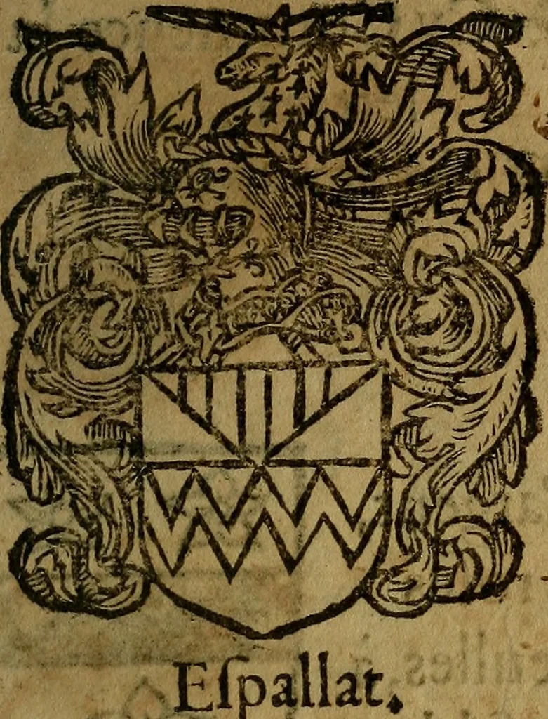 An illustration from Le jardin d'armoiries : contenant les armes de plusieurs nobles royaumes & maisons de Germanie Inferieure: oeuvre autant nouveau, que proufitable à tous amateurs du noble exercice d'armes. Den boomagert der wapenen, inhoudende wapenen van vele edele huysen van dese Nederlanden, en andere onliggende .., 1567, leaf 156