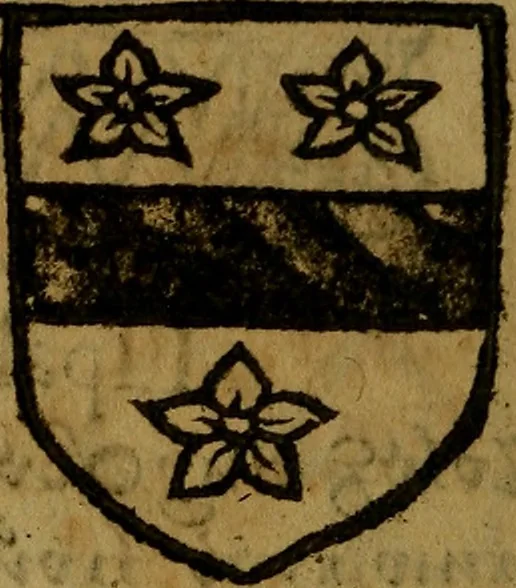An illustration from Le jardin d'armoiries : contenant les armes de plusieurs nobles royaumes & maisons de Germanie Inferieure: oeuvre autant nouveau, que proufitable à tous amateurs du noble exercice d'armes. Den boomagert der wapenen, inhoudende wapenen van vele edele huysen van dese Nederlanden, en andere onliggende .., 1567, leaf 157
