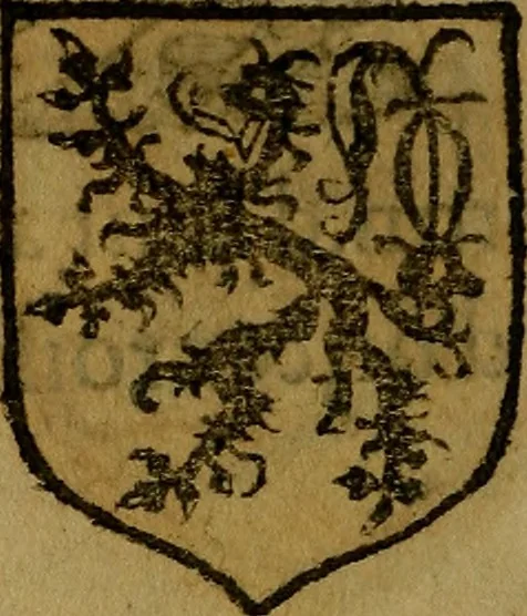 An illustration from Le jardin d'armoiries : contenant les armes de plusieurs nobles royaumes & maisons de Germanie Inferieure: oeuvre autant nouveau, que proufitable à tous amateurs du noble exercice d'armes. Den boomagert der wapenen, inhoudende wapenen van vele edele huysen van dese Nederlanden, en andere onliggende .., 1567, leaf 159