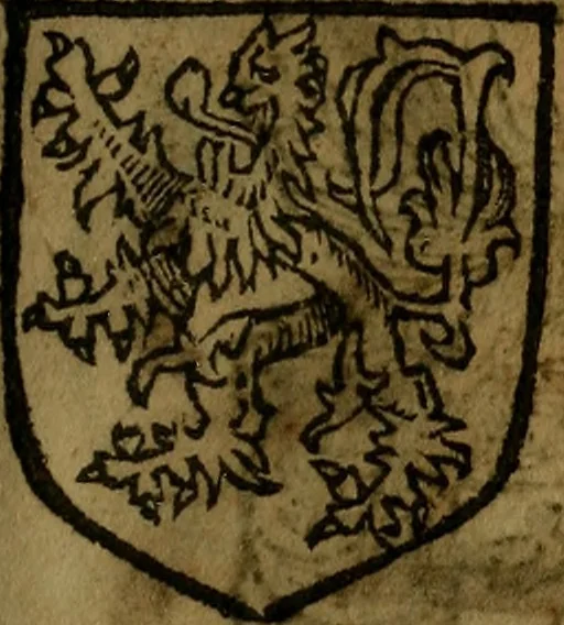 An illustration from Le jardin d'armoiries : contenant les armes de plusieurs nobles royaumes & maisons de Germanie Inferieure: oeuvre autant nouveau, que proufitable à tous amateurs du noble exercice d'armes. Den boomagert der wapenen, inhoudende wapenen van vele edele huysen van dese Nederlanden, en andere onliggende .., 1567, leaf 166