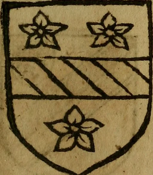 An illustration from Le jardin d'armoiries : contenant les armes de plusieurs nobles royaumes & maisons de Germanie Inferieure: oeuvre autant nouveau, que proufitable à tous amateurs du noble exercice d'armes. Den boomagert der wapenen, inhoudende wapenen van vele edele huysen van dese Nederlanden, en andere onliggende .., 1567, leaf 170