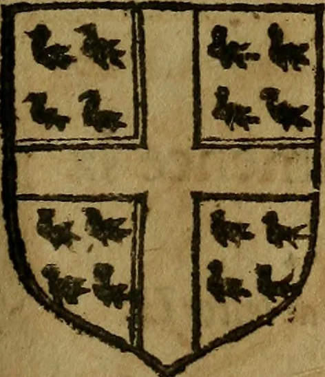 An illustration from Le jardin d'armoiries : contenant les armes de plusieurs nobles royaumes & maisons de Germanie Inferieure: oeuvre autant nouveau, que proufitable à tous amateurs du noble exercice d'armes. Den boomagert der wapenen, inhoudende wapenen van vele edele huysen van dese Nederlanden, en andere onliggende .., 1567, leaf 172