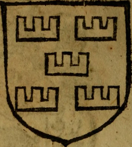 An illustration from Le jardin d'armoiries : contenant les armes de plusieurs nobles royaumes & maisons de Germanie Inferieure: oeuvre autant nouveau, que proufitable à tous amateurs du noble exercice d'armes. Den boomagert der wapenen, inhoudende wapenen van vele edele huysen van dese Nederlanden, en andere onliggende .., 1567, leaf 175