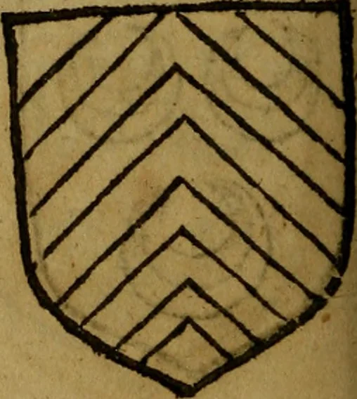 An illustration from Le jardin d'armoiries : contenant les armes de plusieurs nobles royaumes & maisons de Germanie Inferieure: oeuvre autant nouveau, que proufitable à tous amateurs du noble exercice d'armes. Den boomagert der wapenen, inhoudende wapenen van vele edele huysen van dese Nederlanden, en andere onliggende .., 1567, leaf 177