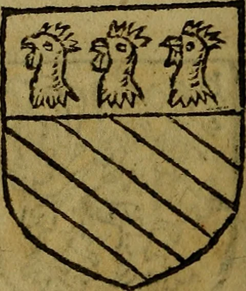 An illustration from Le jardin d'armoiries : contenant les armes de plusieurs nobles royaumes & maisons de Germanie Inferieure: oeuvre autant nouveau, que proufitable à tous amateurs du noble exercice d'armes. Den boomagert der wapenen, inhoudende wapenen van vele edele huysen van dese Nederlanden, en andere onliggende .., 1567, leaf 179