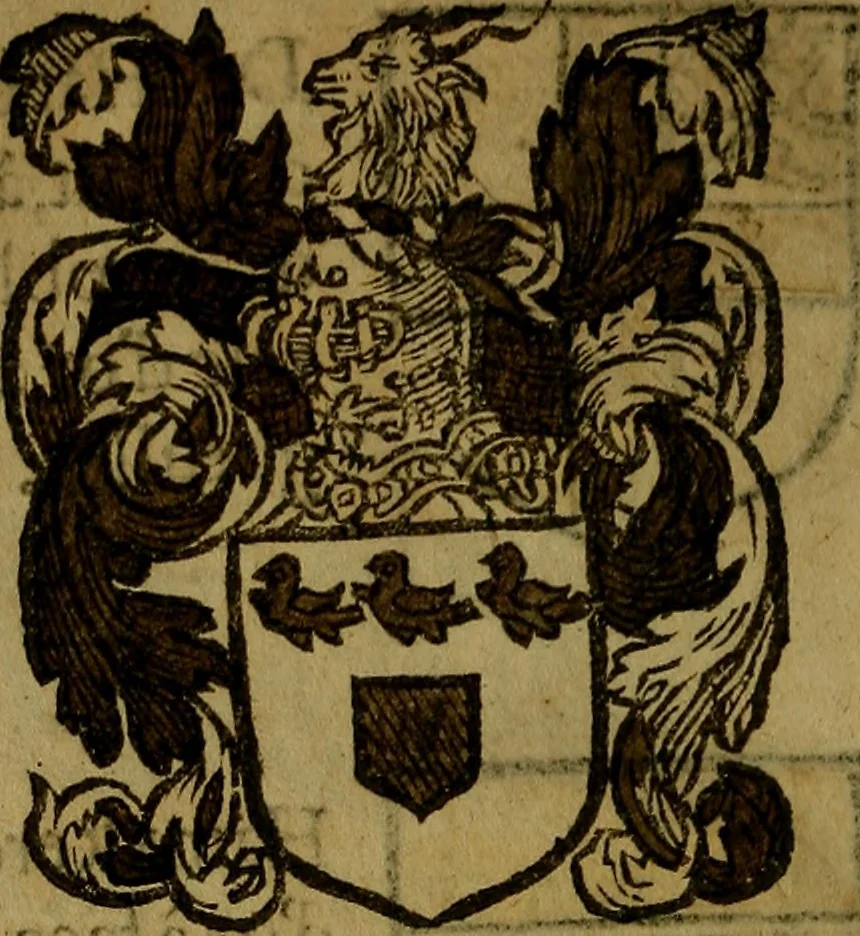 An illustration from Le jardin d'armoiries : contenant les armes de plusieurs nobles royaumes & maisons de Germanie Inferieure: oeuvre autant nouveau, que proufitable à tous amateurs du noble exercice d'armes. Den boomagert der wapenen, inhoudende wapenen van vele edele huysen van dese Nederlanden, en andere onliggende .., 1567, leaf 181