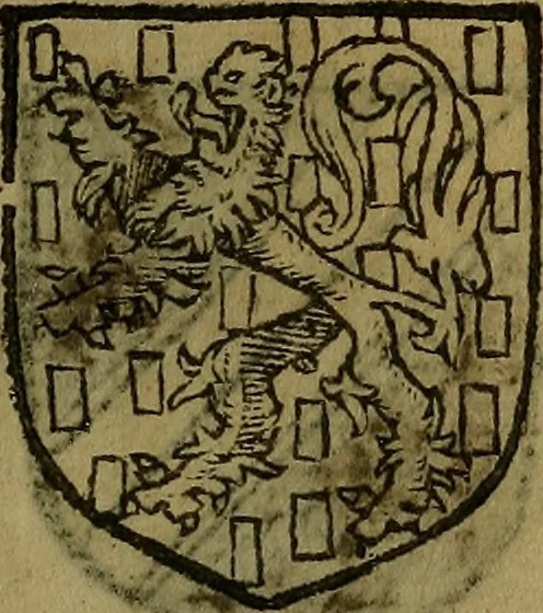 An illustration from Le jardin d'armoiries : contenant les armes de plusieurs nobles royaumes & maisons de Germanie Inferieure: oeuvre autant nouveau, que proufitable à tous amateurs du noble exercice d'armes. Den boomagert der wapenen, inhoudende wapenen van vele edele huysen van dese Nederlanden, en andere onliggende .., 1567, leaf 186
