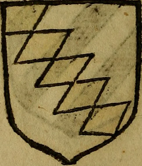 An illustration from Le jardin d'armoiries : contenant les armes de plusieurs nobles royaumes & maisons de Germanie Inferieure: oeuvre autant nouveau, que proufitable à tous amateurs du noble exercice d'armes. Den boomagert der wapenen, inhoudende wapenen van vele edele huysen van dese Nederlanden, en andere onliggende .., 1567, leaf 187