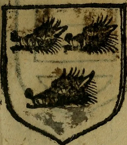 An illustration from Le jardin d'armoiries : contenant les armes de plusieurs nobles royaumes & maisons de Germanie Inferieure: oeuvre autant nouveau, que proufitable à tous amateurs du noble exercice d'armes. Den boomagert der wapenen, inhoudende wapenen van vele edele huysen van dese Nederlanden, en andere onliggende .., 1567, leaf 188