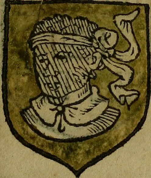 An illustration from Le jardin d'armoiries : contenant les armes de plusieurs nobles royaumes & maisons de Germanie Inferieure: oeuvre autant nouveau, que proufitable à tous amateurs du noble exercice d'armes. Den boomagert der wapenen, inhoudende wapenen van vele edele huysen van dese Nederlanden, en andere onliggende .., 1567, leaf 190