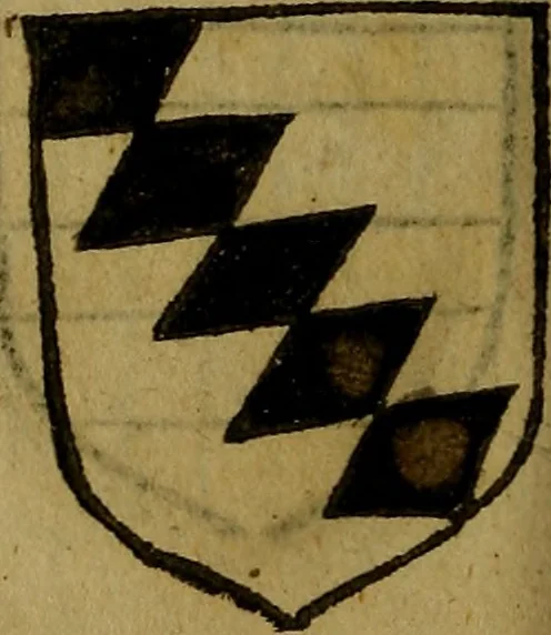 An illustration from Le jardin d'armoiries : contenant les armes de plusieurs nobles royaumes & maisons de Germanie Inferieure: oeuvre autant nouveau, que proufitable à tous amateurs du noble exercice d'armes. Den boomagert der wapenen, inhoudende wapenen van vele edele huysen van dese Nederlanden, en andere onliggende .., 1567, leaf 193