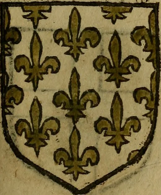 An illustration from Le jardin d'armoiries : contenant les armes de plusieurs nobles royaumes & maisons de Germanie Inferieure: oeuvre autant nouveau, que proufitable à tous amateurs du noble exercice d'armes. Den boomagert der wapenen, inhoudende wapenen van vele edele huysen van dese Nederlanden, en andere onliggende .., 1567, leaf 194