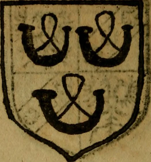 An illustration from Le jardin d'armoiries : contenant les armes de plusieurs nobles royaumes & maisons de Germanie Inferieure: oeuvre autant nouveau, que proufitable à tous amateurs du noble exercice d'armes. Den boomagert der wapenen, inhoudende wapenen van vele edele huysen van dese Nederlanden, en andere onliggende .., 1567, leaf 201
