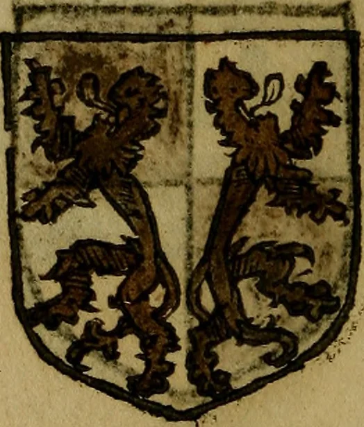 An illustration from Le jardin d'armoiries : contenant les armes de plusieurs nobles royaumes & maisons de Germanie Inferieure: oeuvre autant nouveau, que proufitable à tous amateurs du noble exercice d'armes. Den boomagert der wapenen, inhoudende wapenen van vele edele huysen van dese Nederlanden, en andere onliggende .., 1567, leaf 201