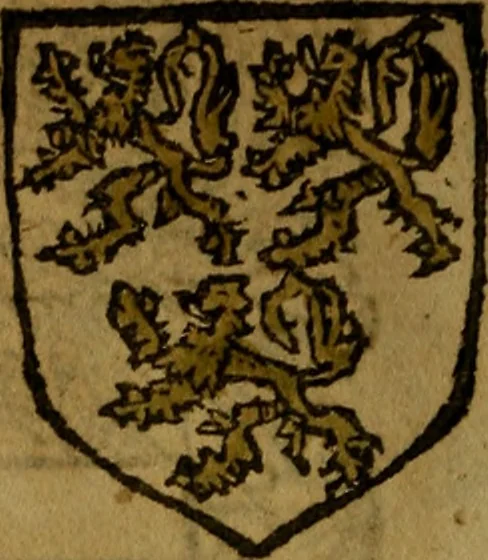 An illustration from Le jardin d'armoiries : contenant les armes de plusieurs nobles royaumes & maisons de Germanie Inferieure: oeuvre autant nouveau, que proufitable à tous amateurs du noble exercice d'armes. Den boomagert der wapenen, inhoudende wapenen van vele edele huysen van dese Nederlanden, en andere onliggende .., 1567, leaf 209