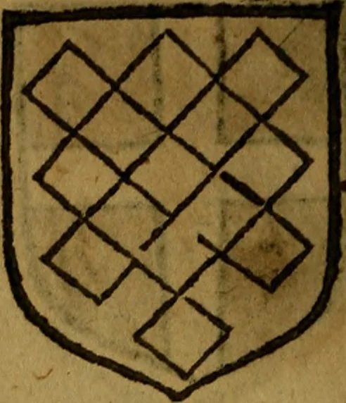 An illustration from Le jardin d'armoiries : contenant les armes de plusieurs nobles royaumes & maisons de Germanie Inferieure: oeuvre autant nouveau, que proufitable à tous amateurs du noble exercice d'armes. Den boomagert der wapenen, inhoudende wapenen van vele edele huysen van dese Nederlanden, en andere onliggende .., 1567, leaf 221