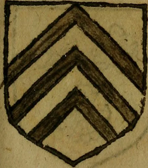 An illustration from Le jardin d'armoiries : contenant les armes de plusieurs nobles royaumes & maisons de Germanie Inferieure: oeuvre autant nouveau, que proufitable à tous amateurs du noble exercice d'armes. Den boomagert der wapenen, inhoudende wapenen van vele edele huysen van dese Nederlanden, en andere onliggende .., 1567, leaf 222