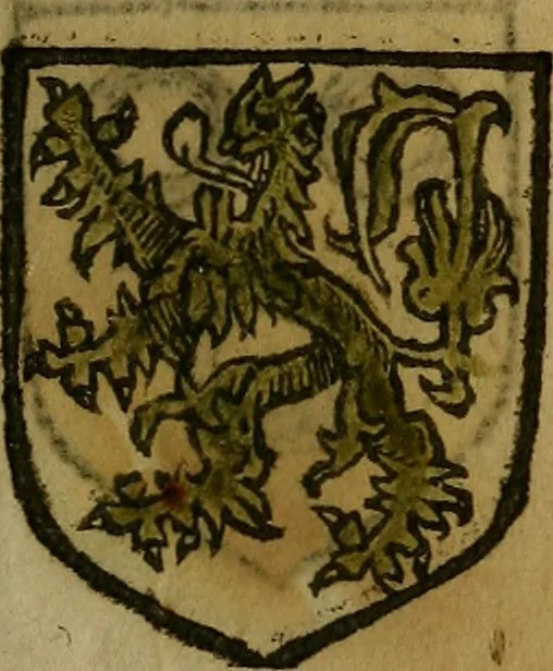 An illustration from Le jardin d'armoiries : contenant les armes de plusieurs nobles royaumes & maisons de Germanie Inferieure: oeuvre autant nouveau, que proufitable à tous amateurs du noble exercice d'armes. Den boomagert der wapenen, inhoudende wapenen van vele edele huysen van dese Nederlanden, en andere onliggende .., 1567, leaf 224