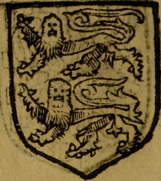 An illustration from Le jardin d'armoiries : contenant les armes de plusieurs nobles royaumes & maisons de Germanie Inferieure: oeuvre autant nouveau, que proufitable à tous amateurs du noble exercice d'armes. Den boomagert der wapenen, inhoudende wapenen van vele edele huysen van dese Nederlanden, en andere onliggende .., 1567, leaf 227