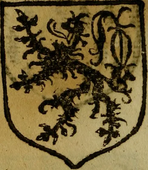 An illustration from Le jardin d'armoiries : contenant les armes de plusieurs nobles royaumes & maisons de Germanie Inferieure: oeuvre autant nouveau, que proufitable à tous amateurs du noble exercice d'armes. Den boomagert der wapenen, inhoudende wapenen van vele edele huysen van dese Nederlanden, en andere onliggende .., 1567, leaf 227