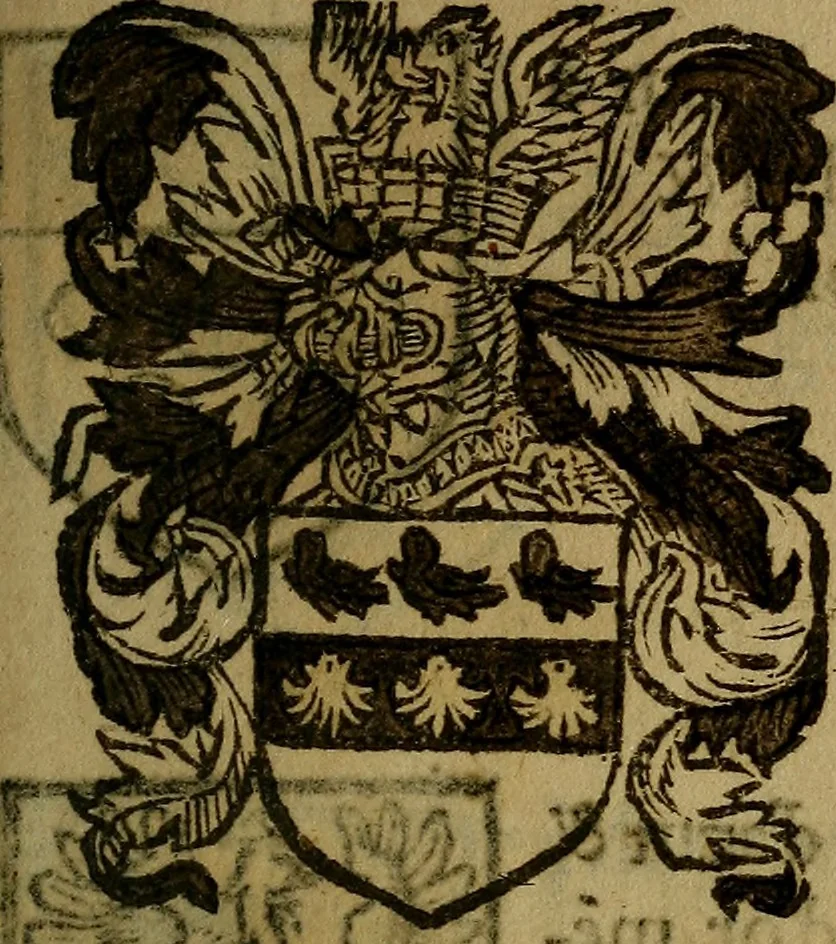 An illustration from Le jardin d'armoiries : contenant les armes de plusieurs nobles royaumes & maisons de Germanie Inferieure: oeuvre autant nouveau, que proufitable à tous amateurs du noble exercice d'armes. Den boomagert der wapenen, inhoudende wapenen van vele edele huysen van dese Nederlanden, en andere onliggende .., 1567, leaf 230