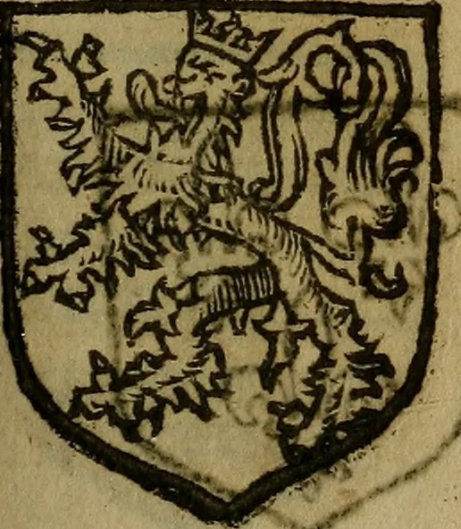 An illustration from Le jardin d'armoiries : contenant les armes de plusieurs nobles royaumes & maisons de Germanie Inferieure: oeuvre autant nouveau, que proufitable à tous amateurs du noble exercice d'armes. Den boomagert der wapenen, inhoudende wapenen van vele edele huysen van dese Nederlanden, en andere onliggende .., 1567, leaf 232
