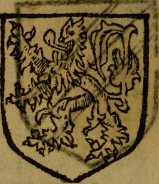 An illustration from Le jardin d'armoiries : contenant les armes de plusieurs nobles royaumes & maisons de Germanie Inferieure: oeuvre autant nouveau, que proufitable à tous amateurs du noble exercice d'armes. Den boomagert der wapenen, inhoudende wapenen van vele edele huysen van dese Nederlanden, en andere onliggende .., 1567, leaf 233