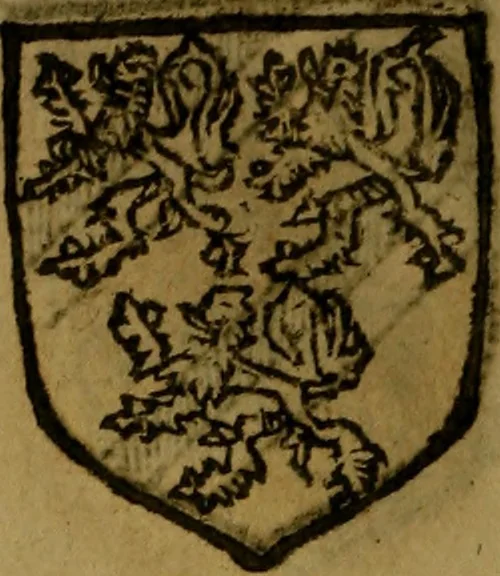 An illustration from Le jardin d'armoiries : contenant les armes de plusieurs nobles royaumes & maisons de Germanie Inferieure: oeuvre autant nouveau, que proufitable à tous amateurs du noble exercice d'armes. Den boomagert der wapenen, inhoudende wapenen van vele edele huysen van dese Nederlanden, en andere onliggende .., 1567, leaf 239
