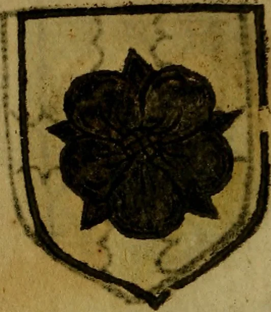 An illustration from Le jardin d'armoiries : contenant les armes de plusieurs nobles royaumes & maisons de Germanie Inferieure: oeuvre autant nouveau, que proufitable à tous amateurs du noble exercice d'armes. Den boomagert der wapenen, inhoudende wapenen van vele edele huysen van dese Nederlanden, en andere onliggende .., 1567, leaf 239