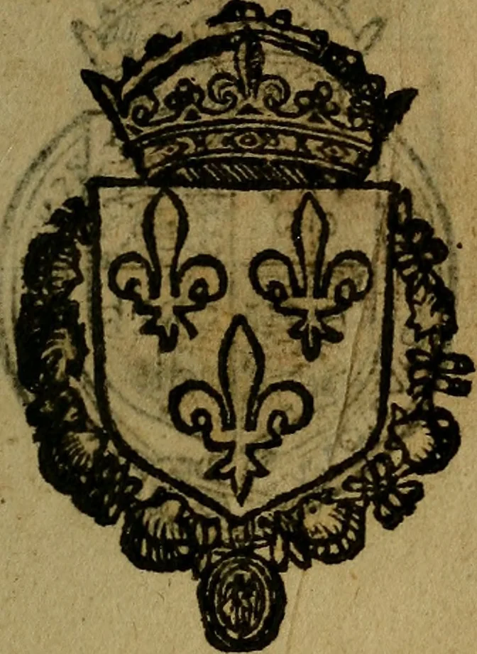 An illustration from Le jardin d'armoiries : contenant les armes de plusieurs nobles royaumes & maisons de Germanie Inferieure: oeuvre autant nouveau, que proufitable à tous amateurs du noble exercice d'armes. Den boomagert der wapenen, inhoudende wapenen van vele edele huysen van dese Nederlanden, en andere onliggende .., 1567, leaf 24