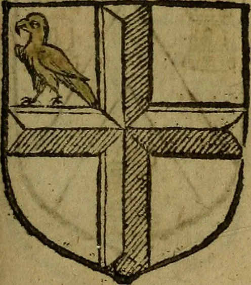 An illustration from Le jardin d'armoiries : contenant les armes de plusieurs nobles royaumes & maisons de Germanie Inferieure: oeuvre autant nouveau, que proufitable à tous amateurs du noble exercice d'armes. Den boomagert der wapenen, inhoudende wapenen van vele edele huysen van dese Nederlanden, en andere onliggende .., 1567, leaf 240