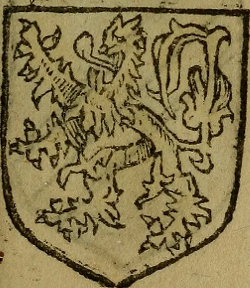 An illustration from Le jardin d'armoiries : contenant les armes de plusieurs nobles royaumes & maisons de Germanie Inferieure: oeuvre autant nouveau, que proufitable à tous amateurs du noble exercice d'armes. Den boomagert der wapenen, inhoudende wapenen van vele edele huysen van dese Nederlanden, en andere onliggende .., 1567, leaf 242